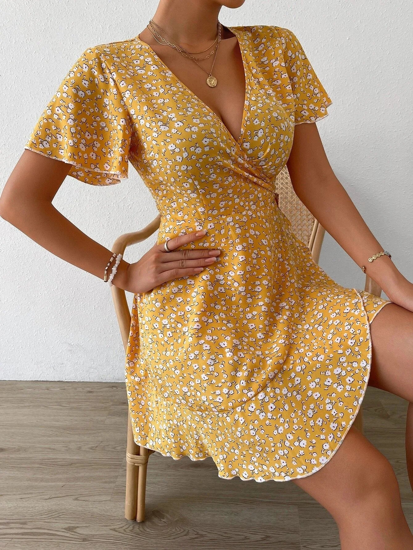 Robe imprimée sexy à silhouette évasée et style bohème d'été