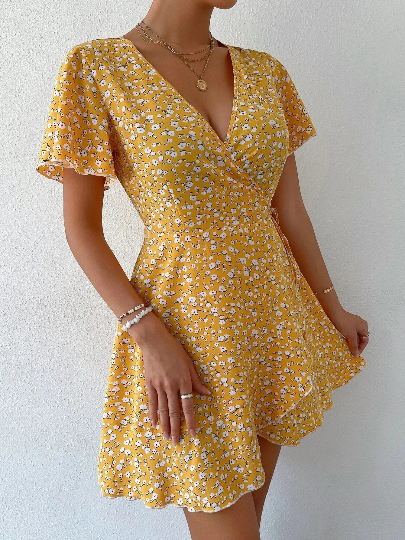 Robe imprimée sexy à silhouette évasée et style bohème d'été