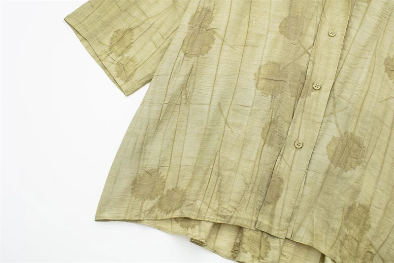 Ensemble pour femme avec chemise jacquard ample et pantalon d'été décontracté