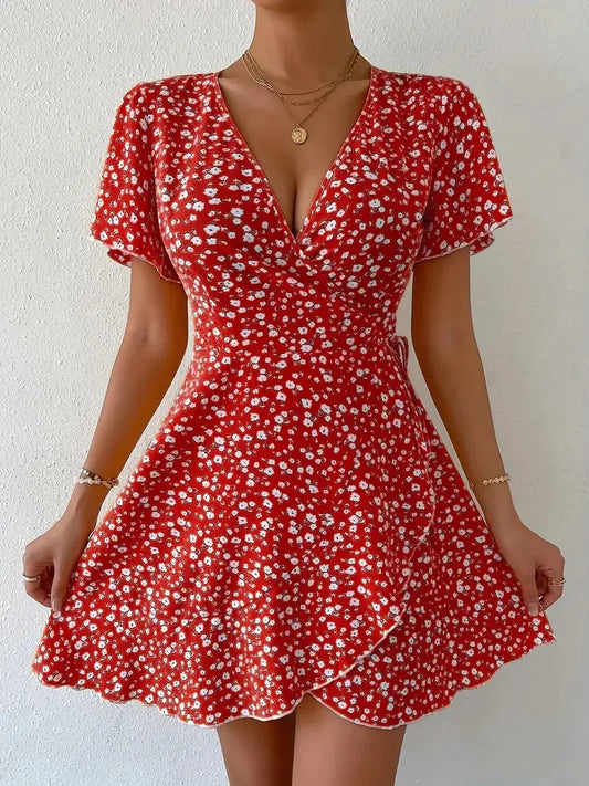Robe imprimée sexy à silhouette évasée et style bohème d'été