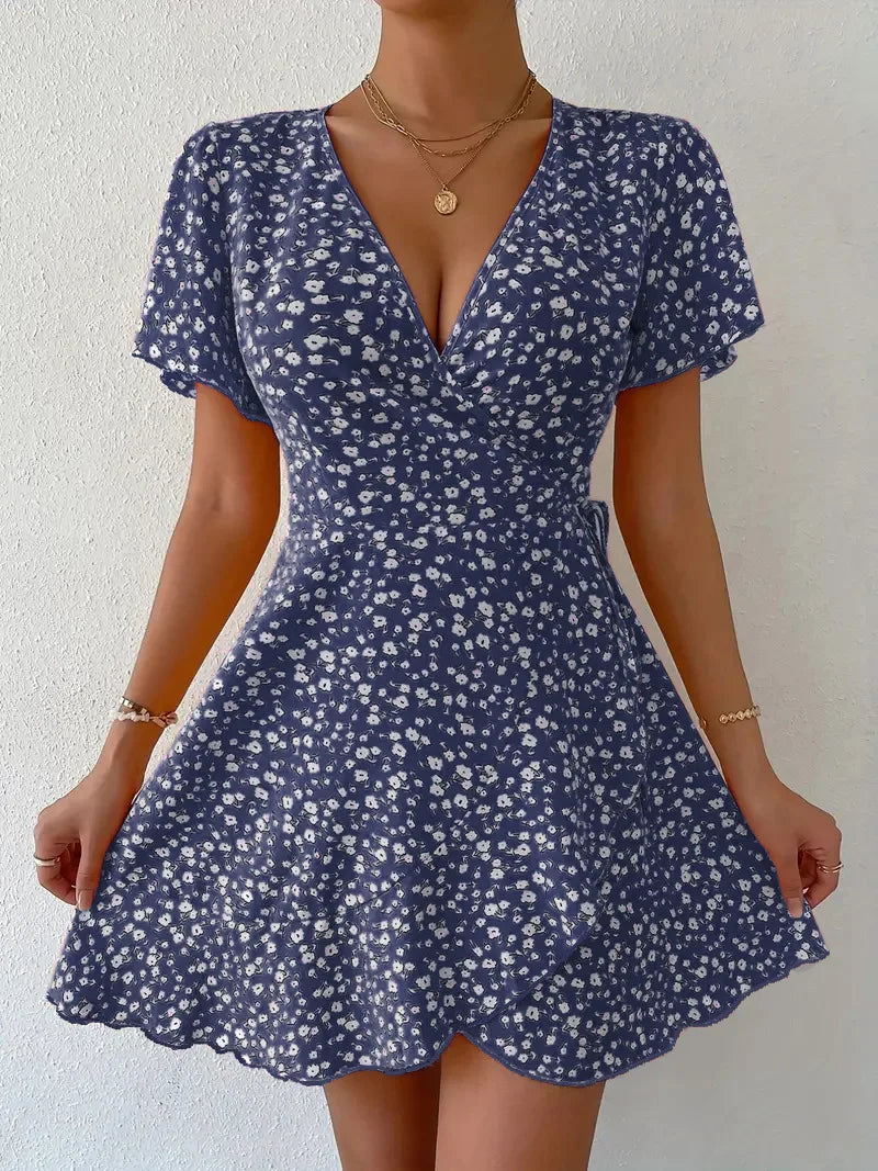 Robe imprimée sexy à silhouette évasée et style bohème d'été