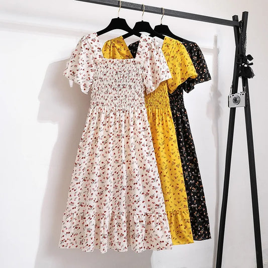 Robe midi décontractée à fleurs avec dos plongeant