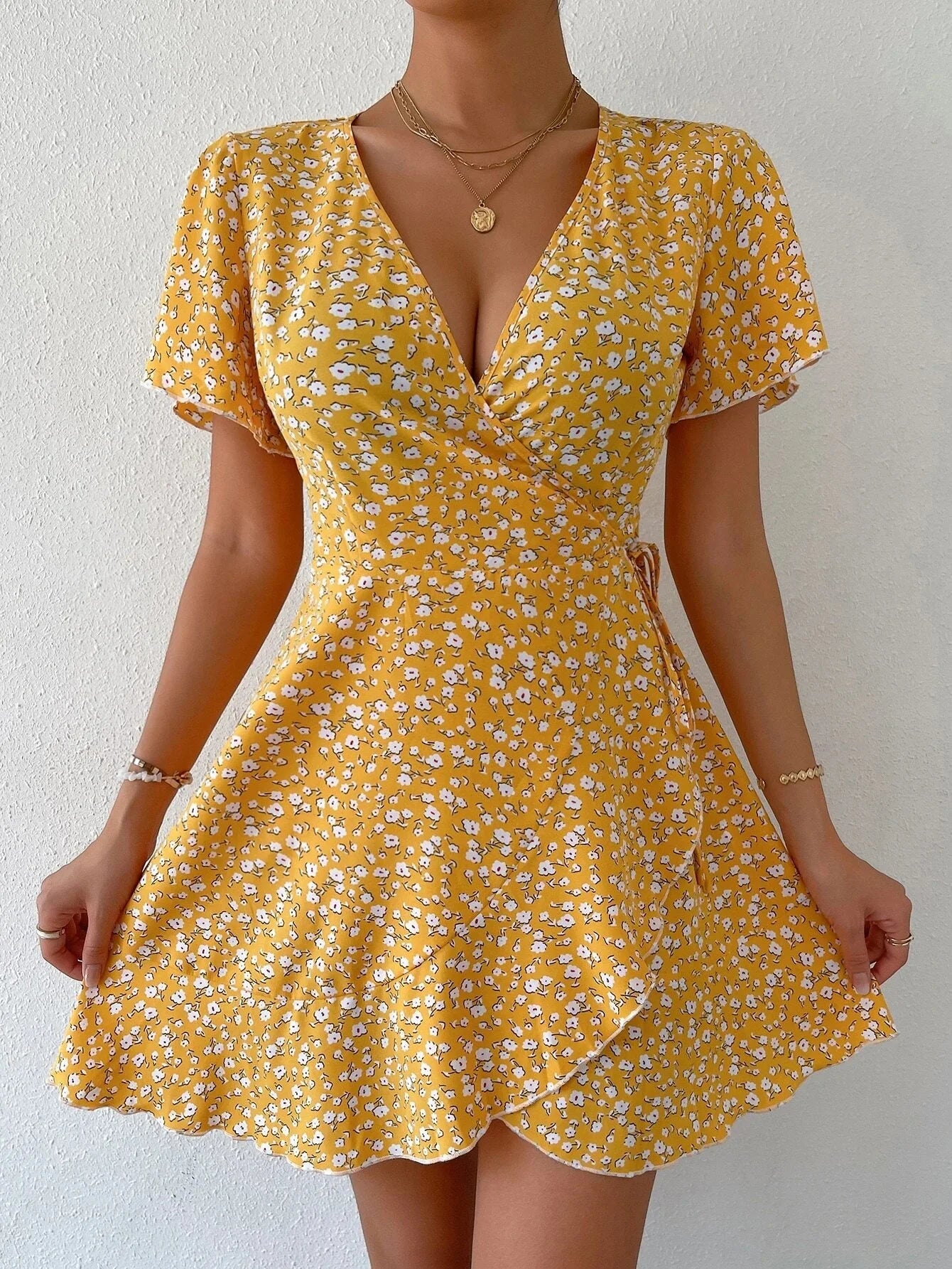 Robe imprimée sexy à silhouette évasée et style bohème d'été