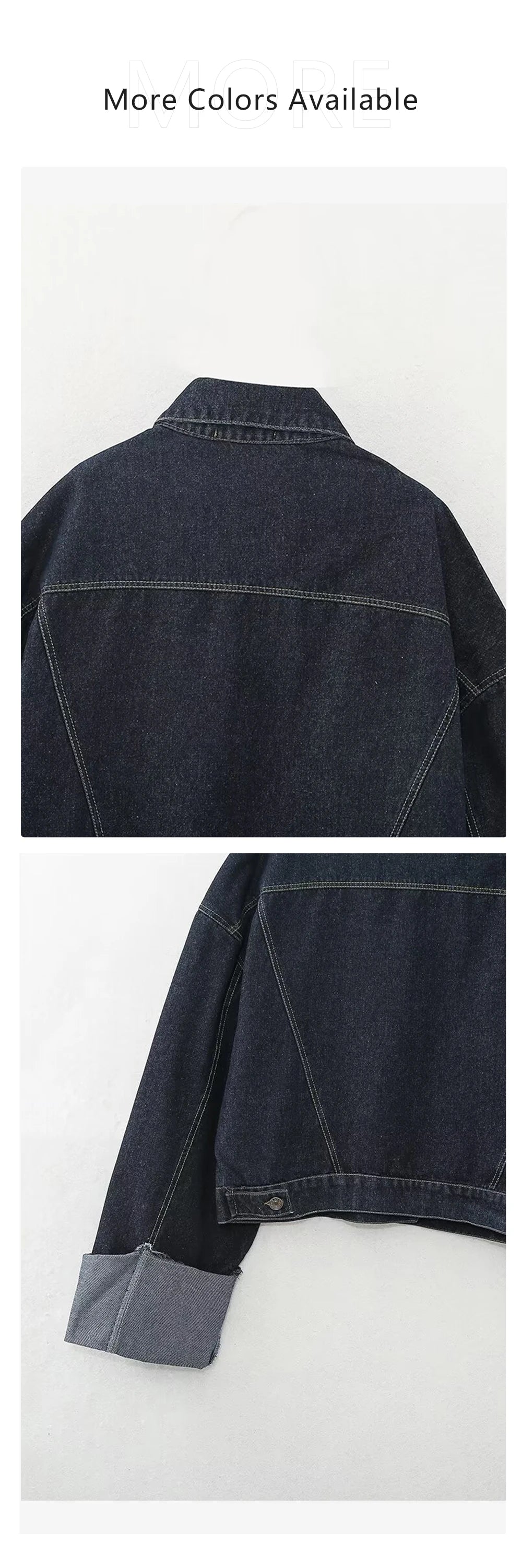 Ensemble en jean pour femme avec veste boutonnée et pantalon à jambes larges