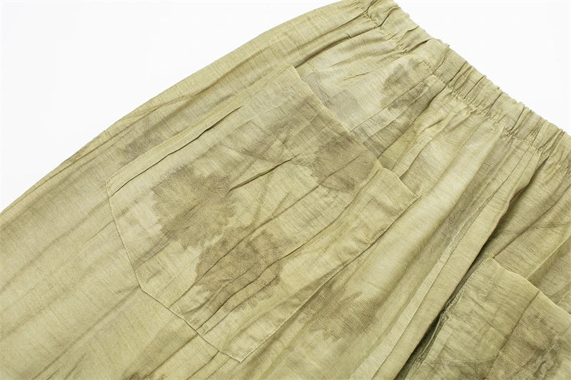 Ensemble pour femme avec chemise jacquard ample et pantalon d'été décontracté