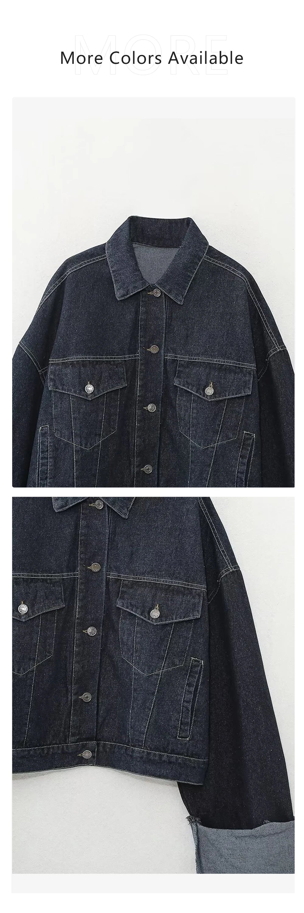 Ensemble en jean pour femme avec veste boutonnée et pantalon à jambes larges