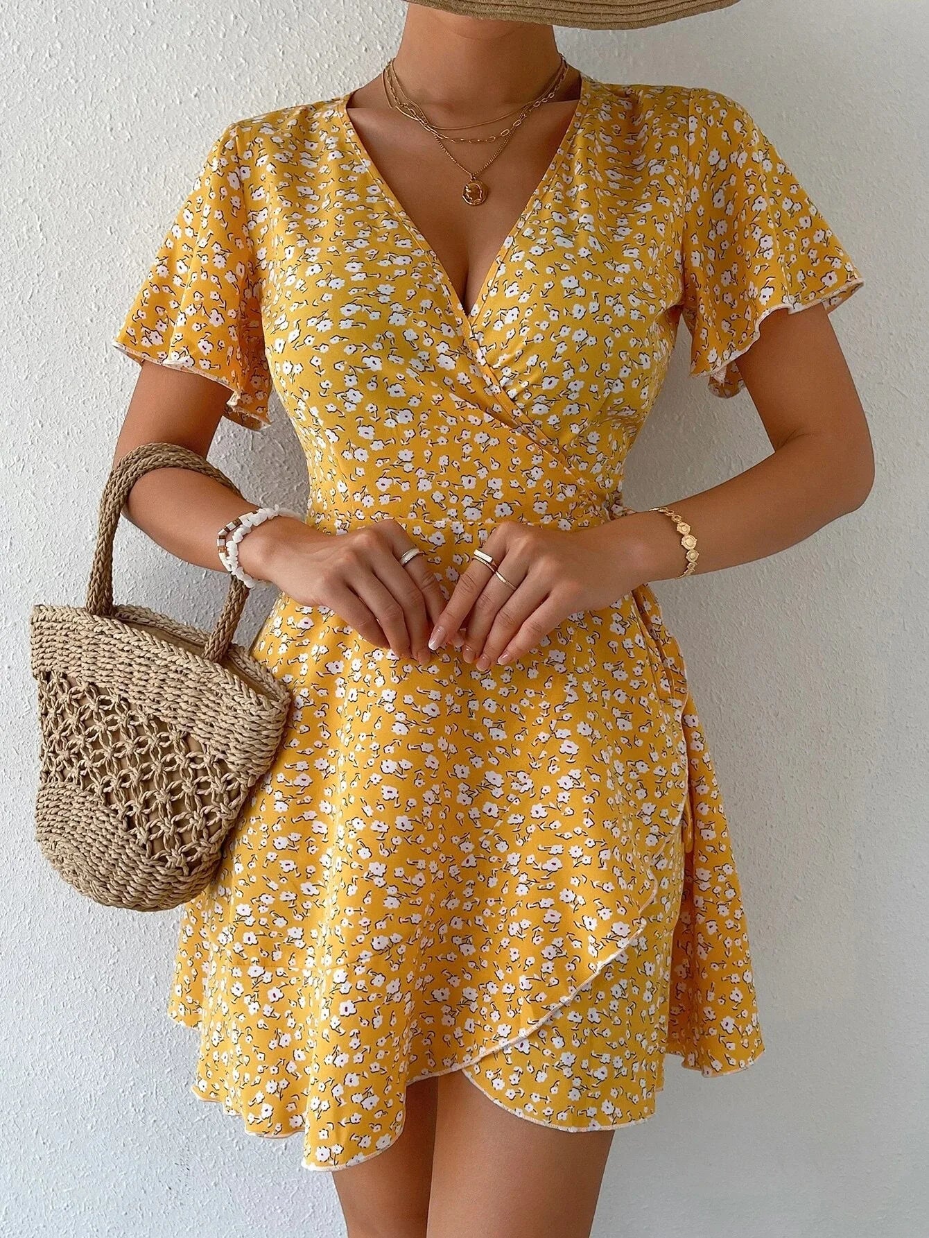 Robe imprimée sexy à silhouette évasée et style bohème d'été