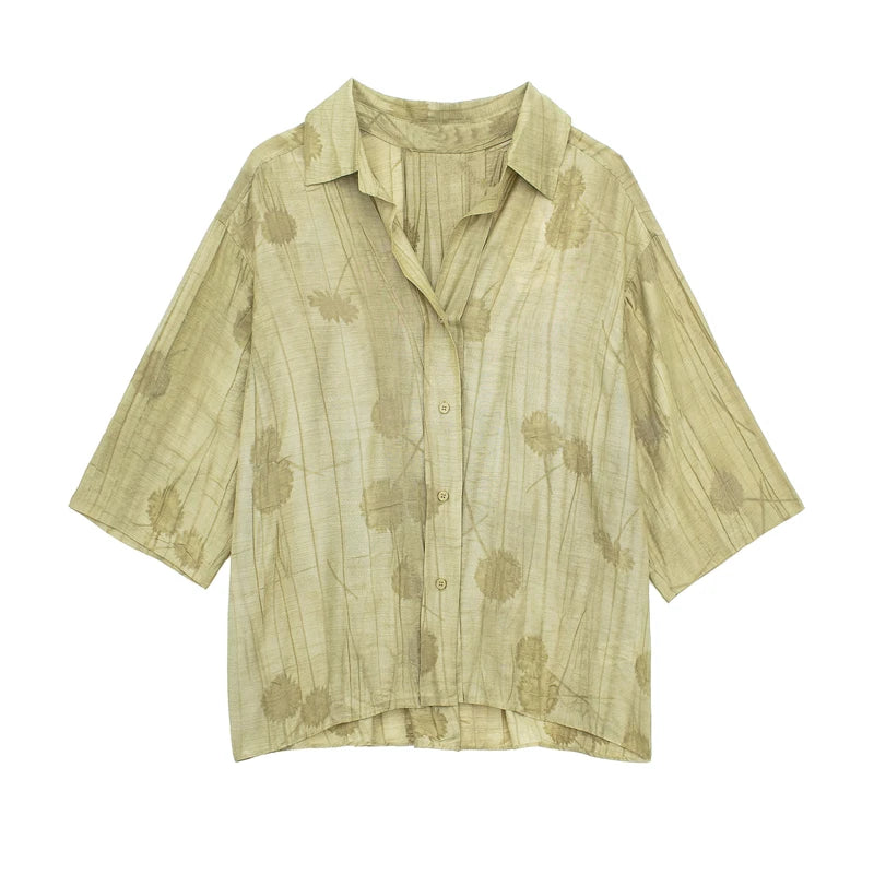 Ensemble pour femme avec chemise jacquard ample et pantalon d'été décontracté