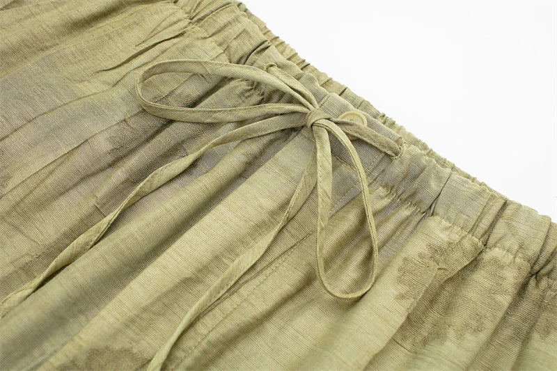 Ensemble pour femme avec chemise jacquard ample et pantalon d'été décontracté