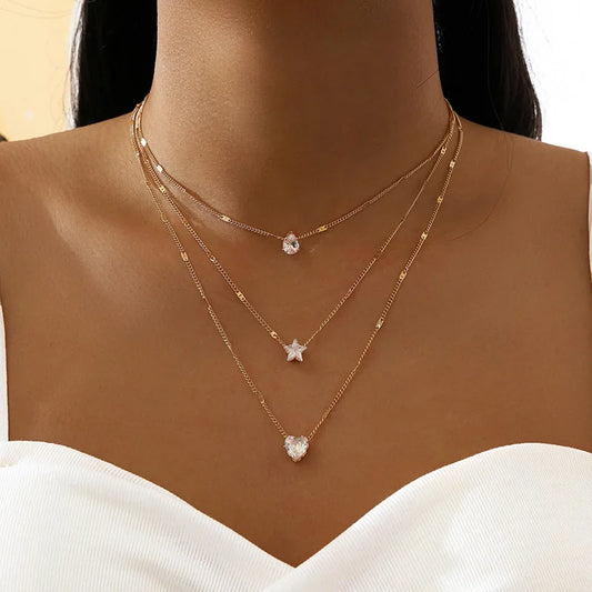 Collier pendentif en zircon tendance pour femme